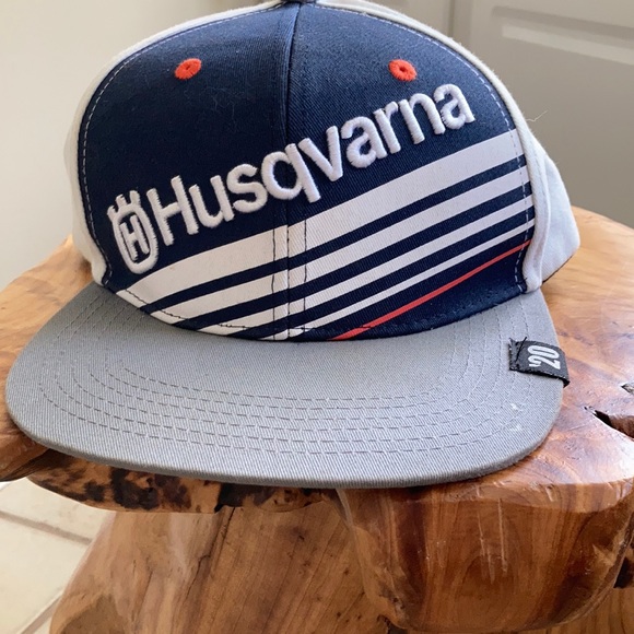 Husqvarna Distressed Blue Gray Trucker Hat Cap - Gray Logo One Size Snapback